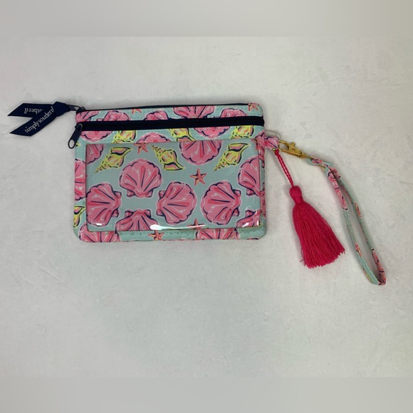 Simply Southern Wristlet Photo Coastal Shells Tropical Travel Wallet Pink Blue - Picture 9 of 9